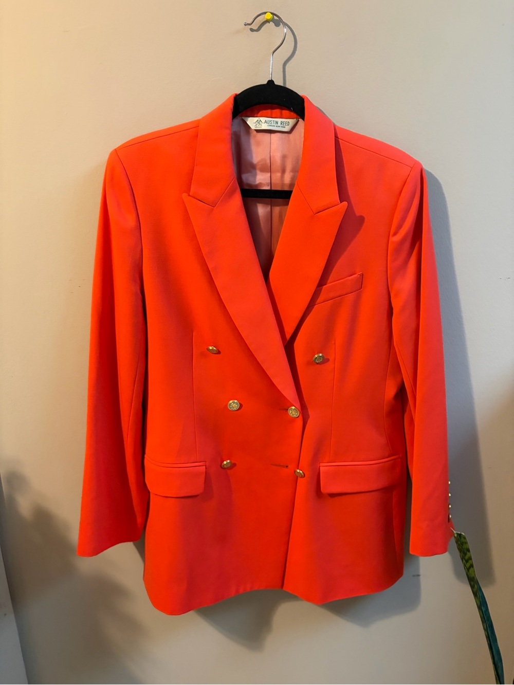 Austin Reed Coral-Orange Double-Breasted Blazer
